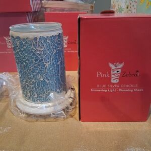 Pink Zebra Blue Silver Crackle Wax Warmer